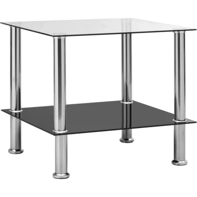 Image of vidaXL Side Table Transparent 45x50x45 cm Tempered Glass