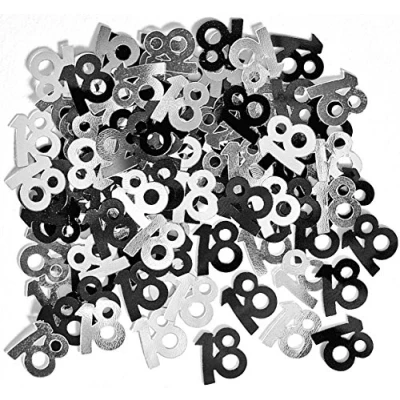 Image of Unique Party 55222 Glitz Black Foil 18th Birthday Confetti