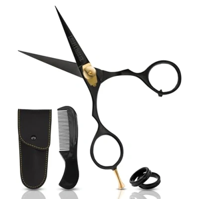 Image of Charlemagne Beard Scissor Stainless Steel for and Moustache Extremely Sharp Trim Professional Hairdresser Nose Hair Scissors Men