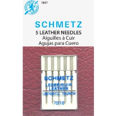 Image of SCHMETZ Leather (130/705 HLL / 15X2NTW) Sewing Machine Needles Carded Size 70/10