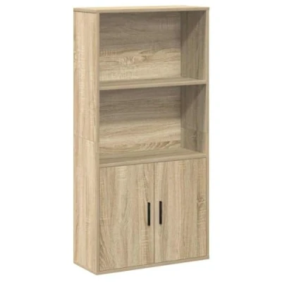 Image of vidaXL Bookcase Sonoma Oak Engineered Wood Bookshelf/Cabinet 60x24x120cm
