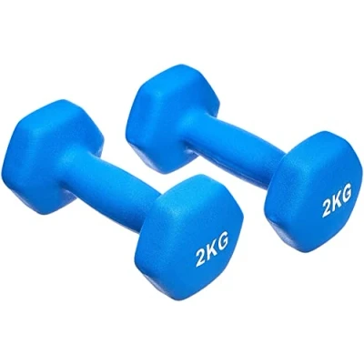 Image of Amazon Basics Neoprene Dumbbell Pair, 4kgs, 2 kg (Set of 2), Azul