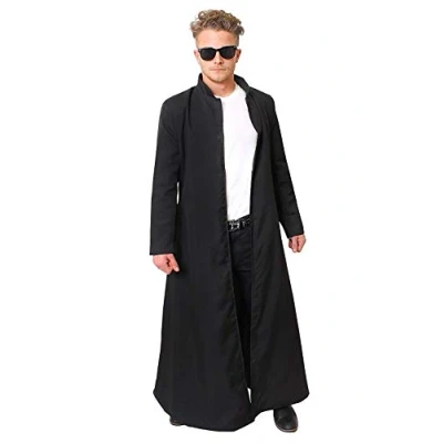 Image of Adults Long Black Coat Fancy Dress Costume Duster Jacket For X Large Size