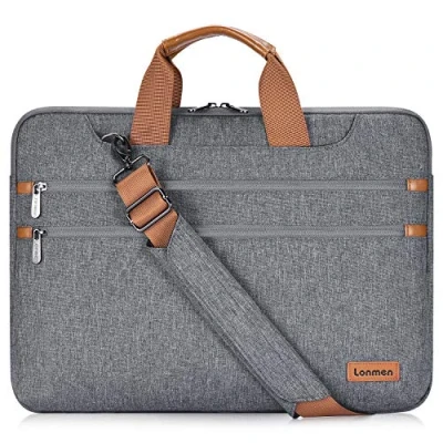 Image of LONMEN 14 inch Laptop Shoulder Bag,Computer Sleeve Carrying Case for 15 MacBook Pro 2019 / Retina/Microsoft Surface Book 2 Dell XPS 15/14&quot; Laptop/Chromebook/Ultrabook (Gray)