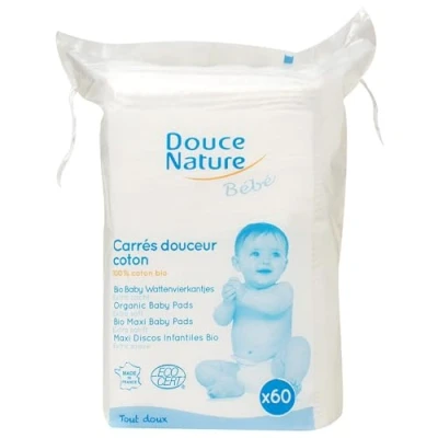 Image of Maxi carrés douceur coton bio pour bébé x 60