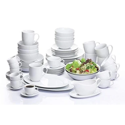 Image of 60pc White Porcelain Coupe Dinnerware Set