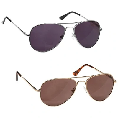 Image of OPULIZE Silver &amp; Gold Reading Sunglasses Value 2 Pack UV400 Mens Womens SS8 89 +2.00