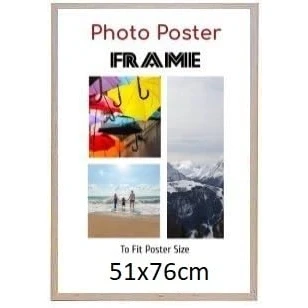 Image of Beech 51x 76 cm Poster Frames Large MDF Wooden 51x76cm Both Ways Wall Hanging Gallery Living Room Picture Frame With Styrene Shatterproof Perspex Sheets