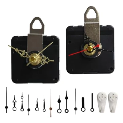 Image of ZCYKJ 2 Pack Non Ticking Wall Miniature Clock Movements Mechanism with 5 Pairs of Short Hand Motor Kit Battery Operated DIY Repair Parts Replacement, 5/32 In Max Dial Thick, 1/2 Shaft Length