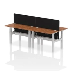 Image of Air B2B 1200x600mm Adjustable 4P Bench Desk CP Walnut/Silver + Screen