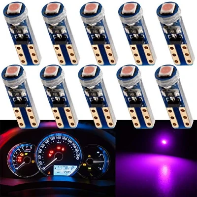 Image of GLL 10pcs Pink T5 LED Bulbs 74 70 37 17 2721 3528 5mm 1 3030 SMD for Car Interior Speedometer Dashboard Instrument Gauge Cluster Indicator Light Panel Dash Lamp