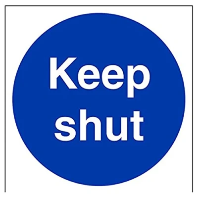 Image of V Safety Keep Shut Fire Door Sign 200mm x Self Adhesive Vinyl