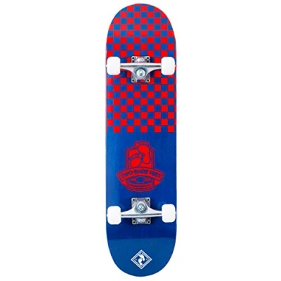 Image of Two Bare Feet Kids Skateboard 31 x 8 inches Complete Double Kick for Beginners, Multiple Designs (Blue/Red)
