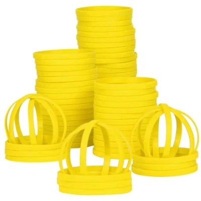Image of LVNRIDS 50 PCS Silicone Wristbands Rubber Bracelets 8 inch Length Sports Elastic Wristband Bracelet Bulk Gifts for Men Women Teacher Student Party Yellow