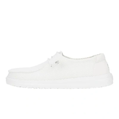 Image of HEYDUDE Women&#039;s Wendy Stretch Sox Slip On Shoes, White, 7 UK