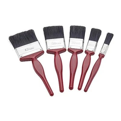 Image of Fit for The Job 5 pc Mixed Sizes Paint Brush Set a Smooth Finish with Emulsion, Gloss, Satin on Walls, Ceilings, Woodwork, Metal 0.5, 1, 1.5, 2 &amp; 2.5 inch Brushes Wood, Plasterboard