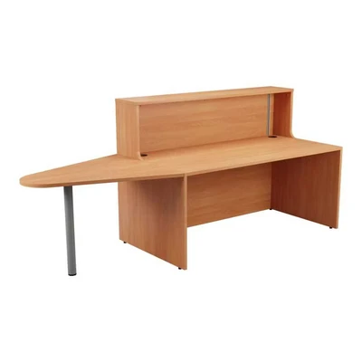 Image of Office Hippo Reception Desk Unit With Extension, Table, Office, Beech, 240 x 89 116.5