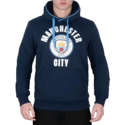 Image of MANCHESTER CITY FC Official Football Gift Mens Fleece Graphic Hoody Medium Navy Blue