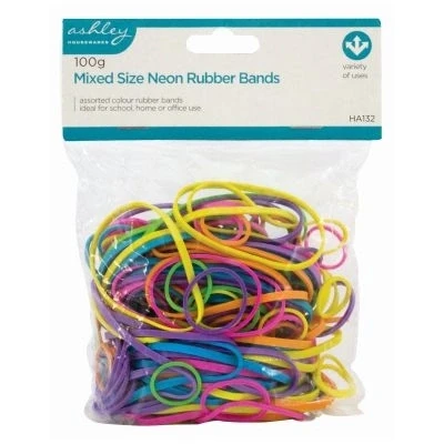 Image of Neon Elastic Rubber Bands Mixed Size By Ashley
