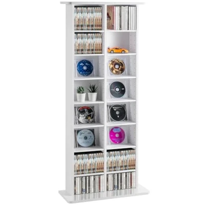 Image of VEVOR Media Storage Cabinet, 8 layer DVD Shelf, Adjustable CD Shelves 16 Compartments, Protects &amp; Organizes Music, Movie, Video Games or Memorabilia Collections, Espresso