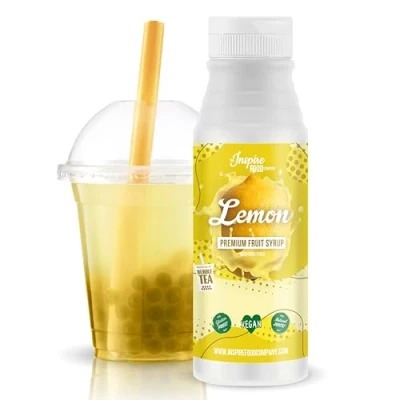 Image of The Inspire Food Company Original Fruit Syrup for Bubble Tea Mix 300ml Lemon Tea, Boba Smoothies, Slushes &amp; Ice Blended 100% Vegan, Glutenfree with No Artificial Colors
