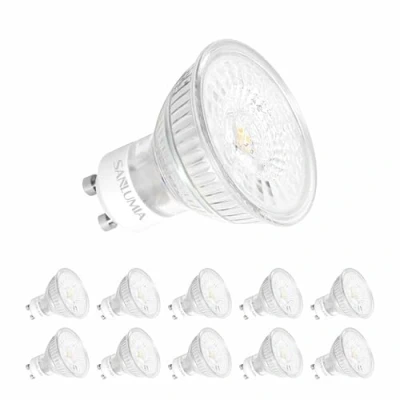 Image of sanlumia 10 X 6W Gu10 Super Bright 100 Degree Wide Beam Angle LED Spotlight Bulb 500lm 75W Halogen Equivalent Warm White 3000K