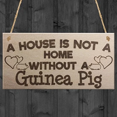 Image of RED OCEAN House Is Not A Home Without Guinea Pig Wooden Hanging Plaque Pet Hutch Sign