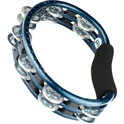 Image of Meinl Percussion Headliner Hand Tambourine 2 Row With Curved Handle ABS Plastic / Aluminum, Blue Silver (TMT1A B)