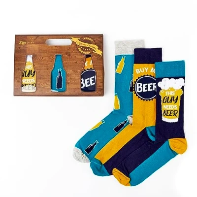 Image of Urban Eccentric Mens Beer Socks Gift Set 3 Pairs Cotton Rich Premium Novelty Gifts
