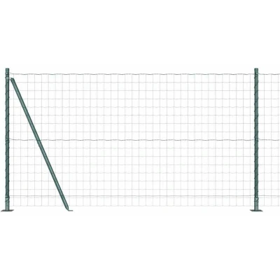 Image of vidaXL Euro Fence with 13 Flanged Posts 1.2x25 m Galvanised Steel