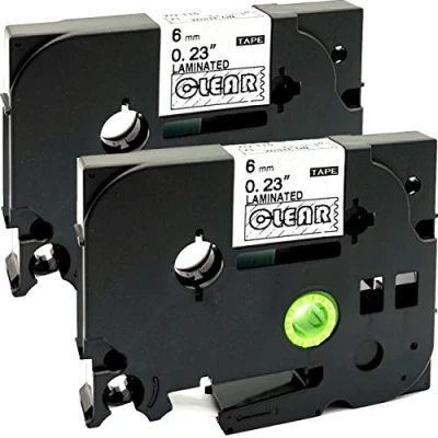 Image of NEOUZA 2PK Compatible for Brother P Touch Laminated TZe TZ Label Tape Cartridge 6mm x 8m (TZe 115 White on Clear)