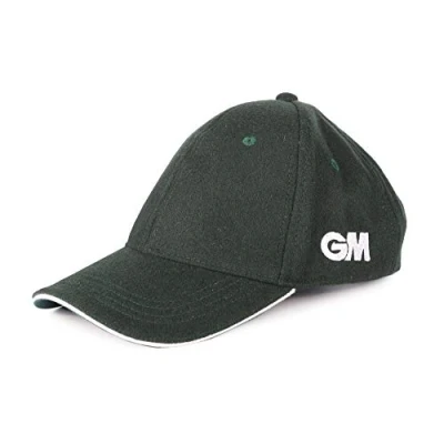 Image of Gunn &amp; Moore GM Cricket Hat Cap Pre Shaped Two Tone Peak Brushed Twill Easi Fit Hook and Loop Fastener One Size Fits All 51 63 cm Circumference Green