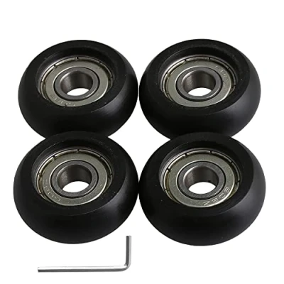 Image of BQLZR 8x32x12mm Black Plastic Bearing Steel Ball Guide Pulley Roller Round Wheel Load 191KG for Door Window Pack of 4