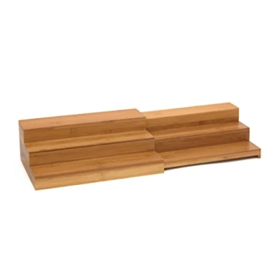 Image of Lipper International 8807 Bamboo Wood Expandable 3 Tier Step Shelf Kitchen Organizer, 12&quot; x 7 7/8&quot; 4 1/4&quot;