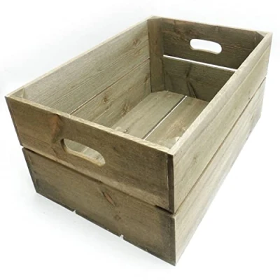 Image of Jones &amp; Grey Vintage Style Rustic Wooden Apple Fruit Crate Bushel Box Storage