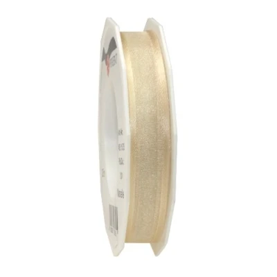 Image of C.E. Pattberg Präsent Marseille Wired Organza Ribbon Cream 15 mm width, 25 m length