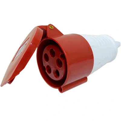 Image of 16A 5 Pin 400V Coupler Industrial CEE IEC 3P+N+E IP44 3 Phase 16 Amp 380 415V Red