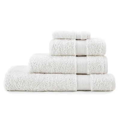 Image of Jasmin Elinor LUXURY SUPREME 600 GSM 100% EGYPTIAN COTTON SATIN STRIPE TOWELS (Bath Towel, White)