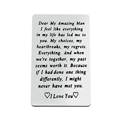 Image of Engraved Wallet Insert Card for Boyfriend Husband Valentines Day Gifts Men Christmas Birthday Wedding Anniversary I Love You Him Fiance