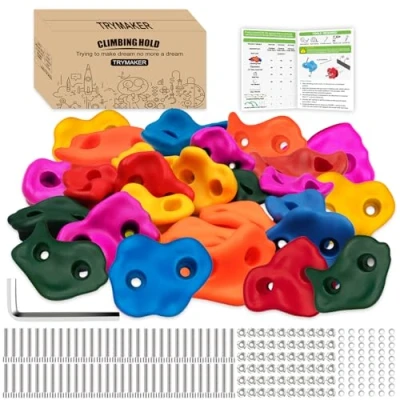 Image of Trymaker Climbing Holds,Rock Wall for Kids, 30PCS Grips Set Children and Adult Outdoor…