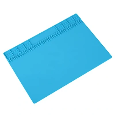 Image of Lazmin Heat Insulation Silicone Repair Mat with Screw Position,Heat Resistant Large Platform Station Pad for Soldering, Electronics, Computer 350MM*250MM(Blue)