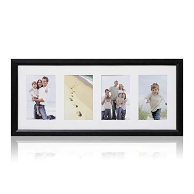 Image of ARPAN MDF 4, Multi Aperture Modern Photo Picture Frame with Mount (Black)