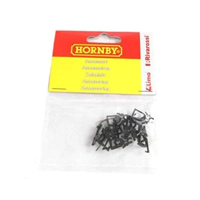 Image of Hornby R8099 Coupling Assemblies Plastic Spare Parts and Train Accessories for OO Gauge Model Railway Sets, Modelling Tools Couplings (Pack of 10), Scale 1:76 , Black