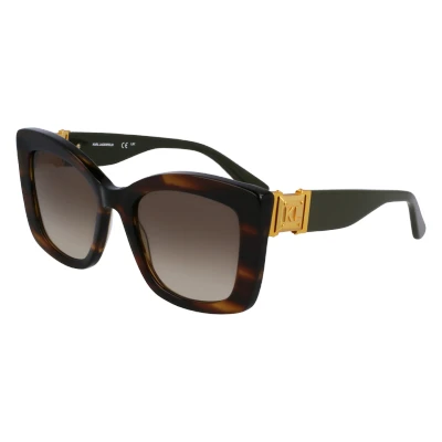 Image of KARL Lagerfeld Sunglasses, Women&#039;s, Size: 53, Striped brown