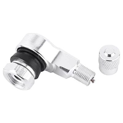 Image of 2pcs 90 Degree Angled Tire valve Caps, Universal Stems Cover Adapter for Car motorcycle Bike Scooter Road Racing (Silver) stem
