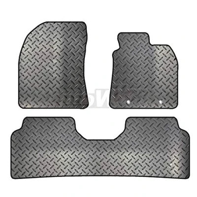 Image of Carsio Rubber 3 Piece Car Mat Set For Toyota Avensis 2009 2011 2 Round Clips Tailored Fit Floor Complete Accessory Black Custom Fitted All Weather &amp; Heavy Duty, Anti Slip Backing