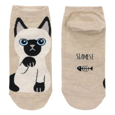 Image of JOE COOL Socks Ankle Siamese Cat Made With Cotton &amp; Spandex