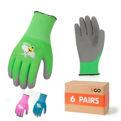 Image of Vgo... 6Pairs Kids Gardening Gloves,Children Yard Work Gloves for Boys Girls Toddlers,Age 3 9,Washable(Pink&amp;Blue&amp;Green,RB6013 KID)
