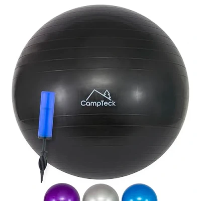 Image of CampTeck U7289 Unisex Exercise Swiss Ball 65cm with Hand Pump for Fitness, Gym, Yoga, Pilates Black