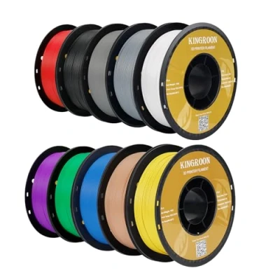 Image of Kingroon PLA,PLA Filament 1.75 mm, 10 kg with Black PLA for 3D Printer, Dimensional Accuracy +/ 0.03 Spool(22lbs), White Grey Red Blue Green Yellow Skin Purple Silver